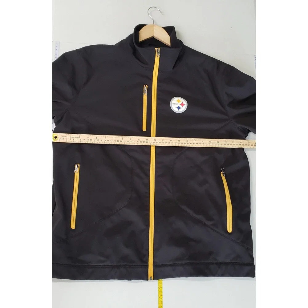 NFL Pittsburgh Steelers Jacket Mens Large Black Yellow Softshell Full Zip Logo